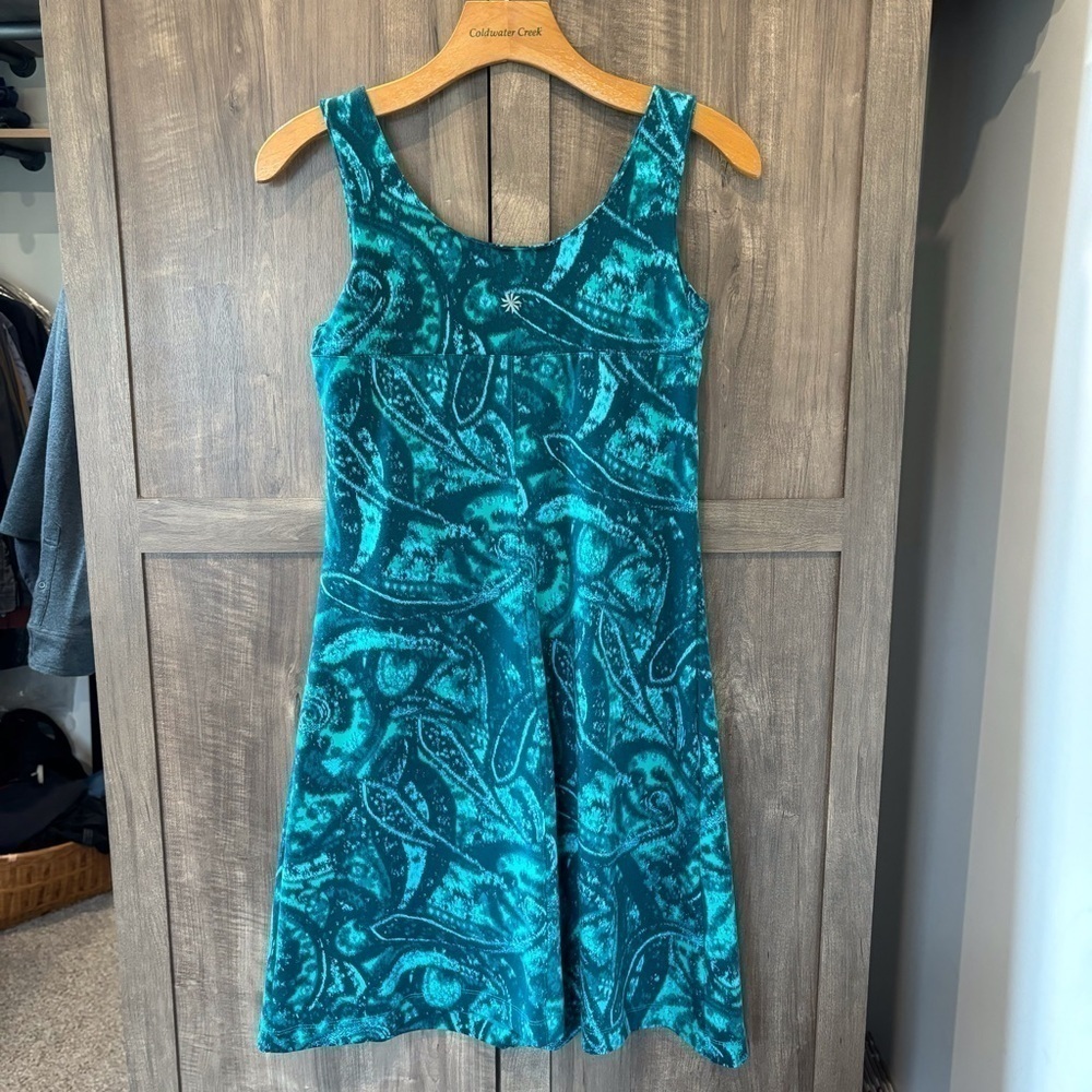 Athleta XS Tank Dress Green Paisley